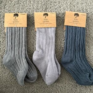 Three pairs new Kate Quinn organic cotton baby socks 6-12 months